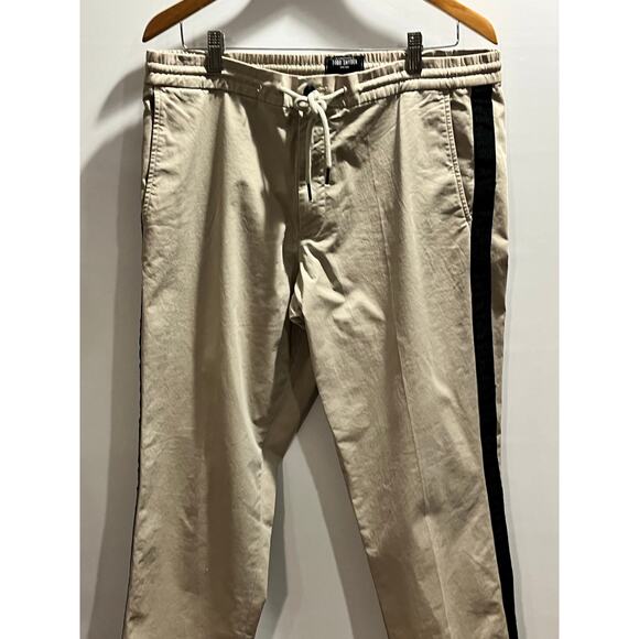 Todd Snyder NY Designer Drawstring Chino Trouser Pants Stone Beige Stripe Lg - Picture 3 of 9